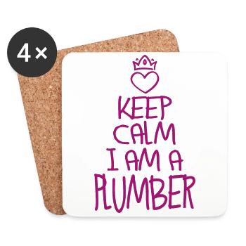 Keep Calm Plumber Cool Plumber Gift - Coasters (set of 4) - white - Front