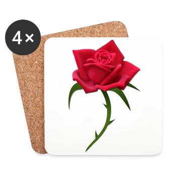 Rose rouge rose rose roses rouges - Dessous de verre (lot de 4) - blanc - Devant