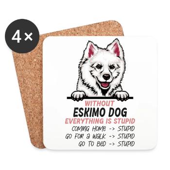 Ohne Eskimo-Hund ist alles doof - Untersetzer (4er-Set) - Weiß - Vorne