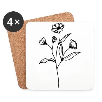 simple Wildblume - Untersetzer (4er-Set) - Weiß - Vorne