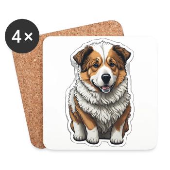 Kleiner Hund - Corgi - Untersetzer (4er-Set) - Weiß - Vorne