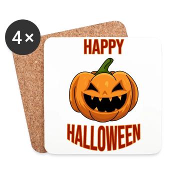 Joyeuse citrouille d’Halloween - Dessous de verre (lot de 4) - blanc - Devant