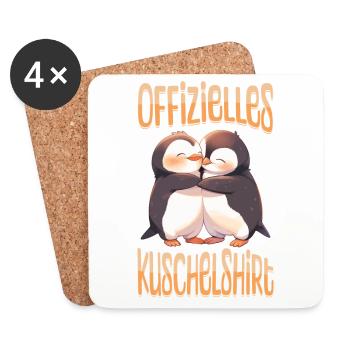 Chemise Officielle Câlin Pingouins Amour Coeur Mignon - Dessous de verre (lot de 4) - blanc - Devant