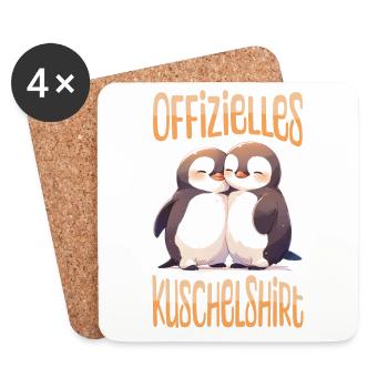 Offizielles Kuschelshirt Pinguine Liebe Herz Süß - Untersetzer (4er-Set) - Weiß - Vorne