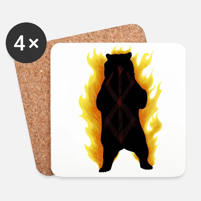 Berserker Bear - Coasters (set of 4) - white