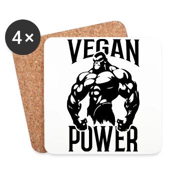 Gorilla Vegan Power - Coasters (set of 4) - white - Front