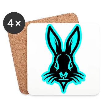 Bunny, Easter Bunny, Head Easter - Coasters (set of 4) - white - Front