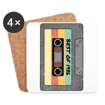 Best of 1986 Cassette original birthday gift. - Coasters (set of 4) - white - Front