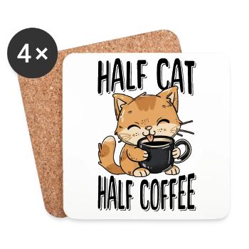 Chat Café Amoureux du Café Amateur de Café - Dessous de verre (lot de 4) - blanc - Devant
