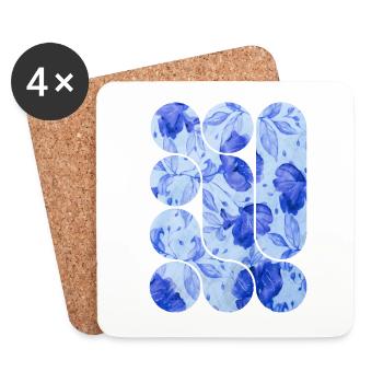Blaue blumige Eleganz - Untersetzer (4er-Set) - Weiß - Vorne