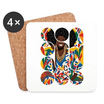 Beauté Afro Colorée - Dessous de verre (lot de 4) - blanc - Devant