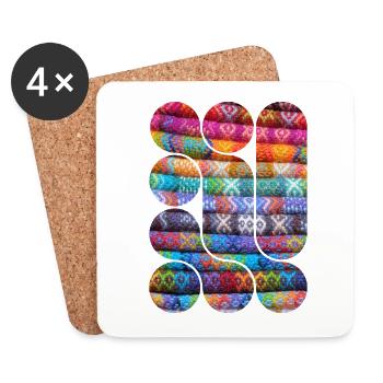 Helles gestricktes Patchwork - Untersetzer (4er-Set) - Weiß - Vorne