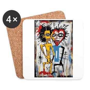Couple Abstrait - Art Urbain - Dessous de verre (lot de 4) - blanc - Devant