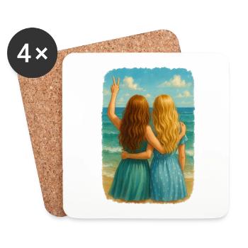 Copines au bord de la mer Design - Dessous de verre (lot de 4) - blanc - Devant