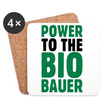 Power to the Biobauer Öko Spruch - Untersetzer (4er-Set) - Weiß - Vorne