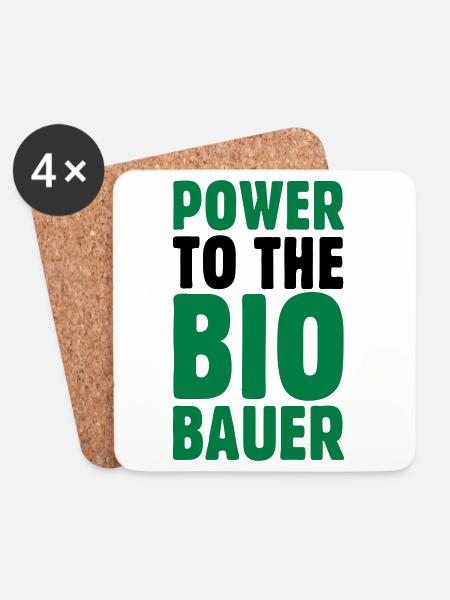 Power to the Biobauer Öko Spruch - Untersetzer (4er-Set) - Weiß