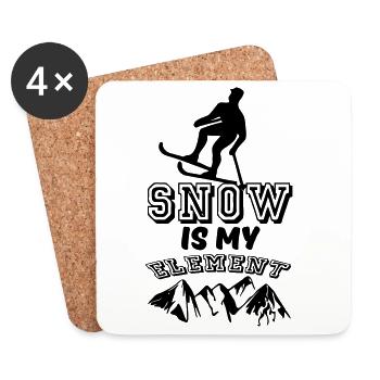 Neige neige ski ski skieur cadeau - Dessous de verre (lot de 4) - blanc - Devant