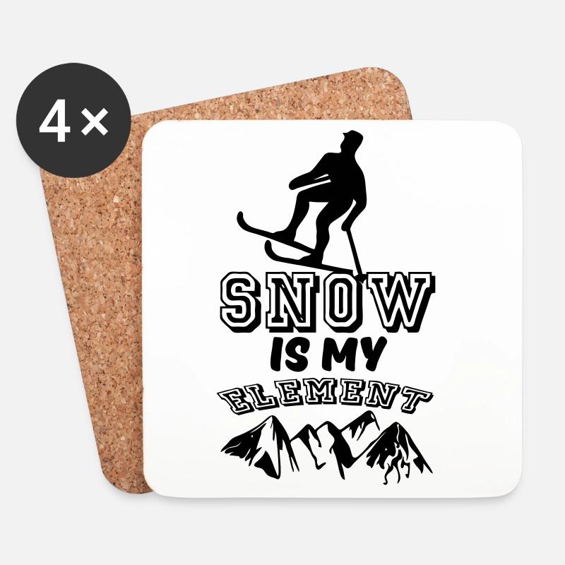 Snow Schnee Ski Skifahren Skifahrer Geschenk - Untersetzer (4er-Set) - Weiß