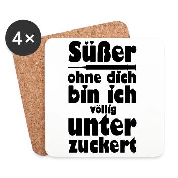 Süßer, Liebe, Paar, verliebt, lustig, Geschenk - Untersetzer (4er-Set) - Weiß - Vorne