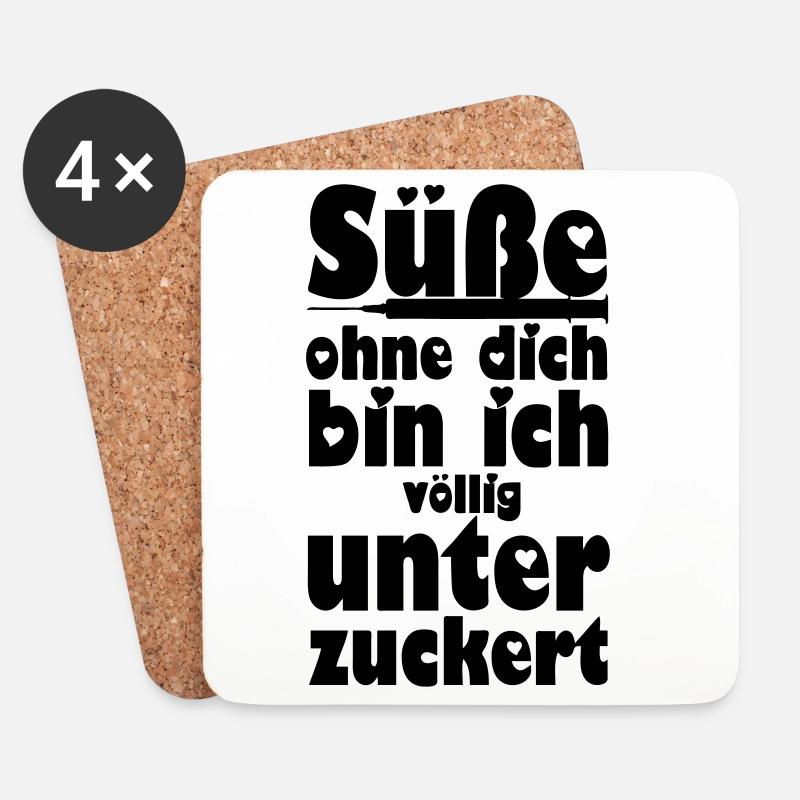 Süße - Völlig unterzuckert Liebe, Paare, Geschenk - Untersetzer (4er-Set) - Weiß