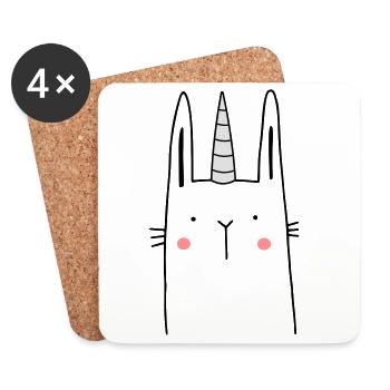 Unicorn Hase - Dessous de verre (lot de 4) - blanc - Devant