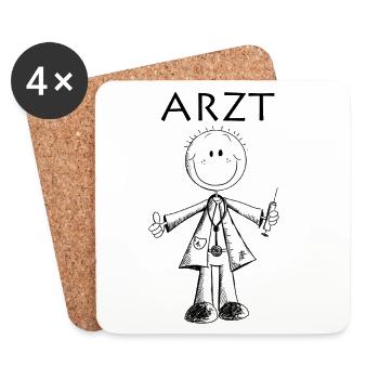 Arzt Comic - Ärzte - Medizin - Mediziner -Geschenk - Untersetzer (4er-Set) - Weiß - Vorne