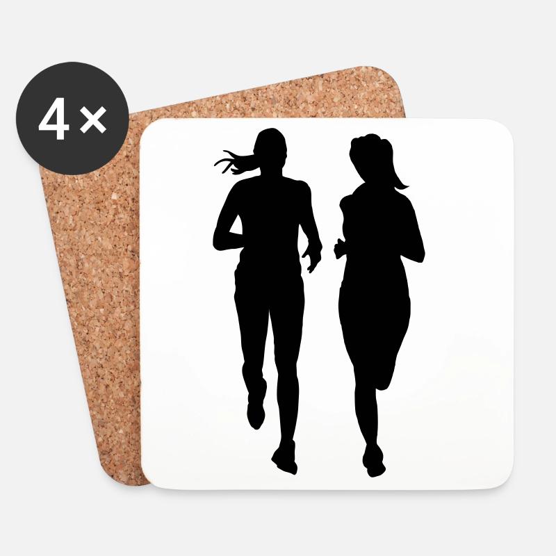 laufendes Paar zwei Frauen - Untersetzer (4er-Set) - Weiß