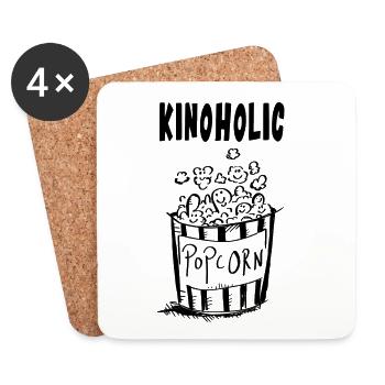 Kinoholic Popcorn - Kino - Film - Geschenk - Untersetzer (4er-Set) - Weiß - Vorne
