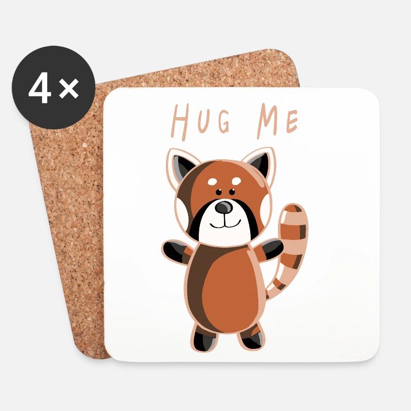 Hug Me Roter Panda - Pandas - Tier - Tiere - Untersetzer (4er-Set) - Weiß