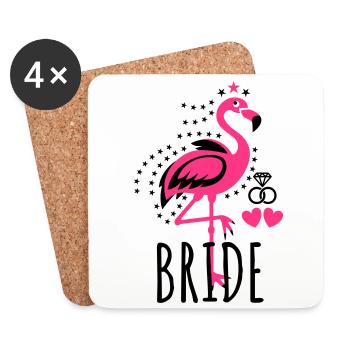 105 JGA BRIDE Flamingo Stars Hearts diamond rings - Untersetzer (4er-Set) - Weiß - Vorne
