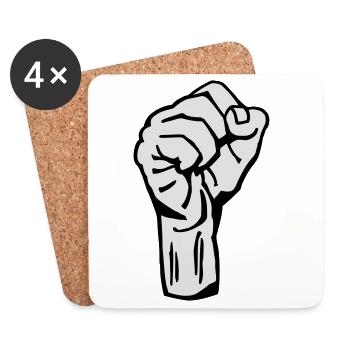 Revolution - Fist - Protest - Democracy - Fight - Dessous de verre (lot de 4) - blanc - Devant