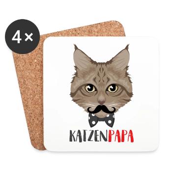 Katzen Papa / Vater - Untersetzer (4er-Set) - Weiß - Vorne