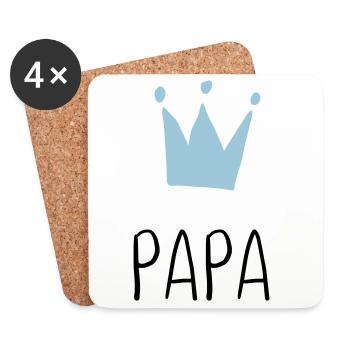 Papa Krone - Bester Papa - Untersetzer (4er-Set) - Weiß - Vorne