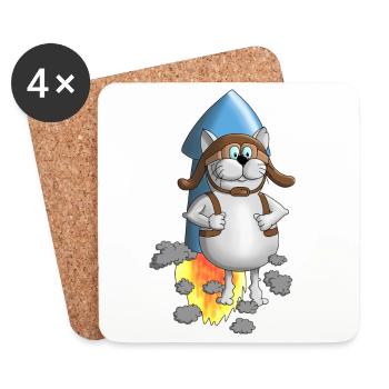 Nouveau départ - Rocket - Comic - Dessous de verre (lot de 4) - blanc - Devant