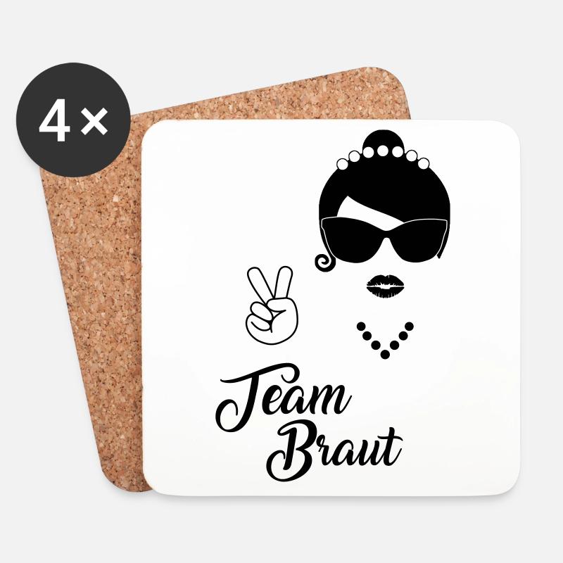 Team Braut - Peace - Untersetzer (4er-Set) - Weiß