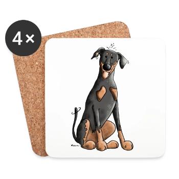 Drôle Dobermann - Dessous de verre (lot de 4) - blanc - Devant