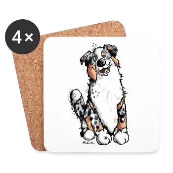 Funny Australian Shepherd - Coasters (set of 4) - white - Front