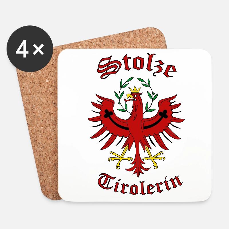 Stolze Tirolerin - Untersetzer (4er-Set) - Weiß