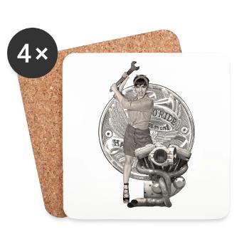 Hard Mechanic Pin-up - Dessous de verre (lot de 4) - blanc - Devant