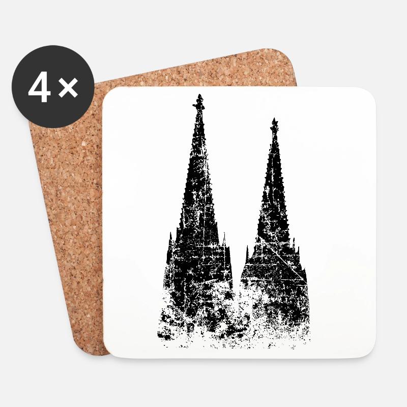 Kölner Dom aus Köln (Vintage/Schwarz) - Untersetzer (4er-Set) - Weiß