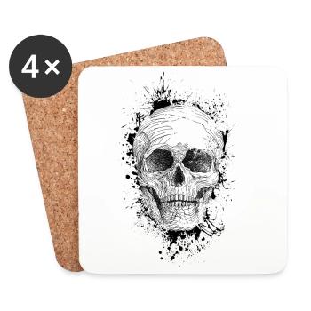 Crâne - Dessous de verre (lot de 4) - blanc - Devant