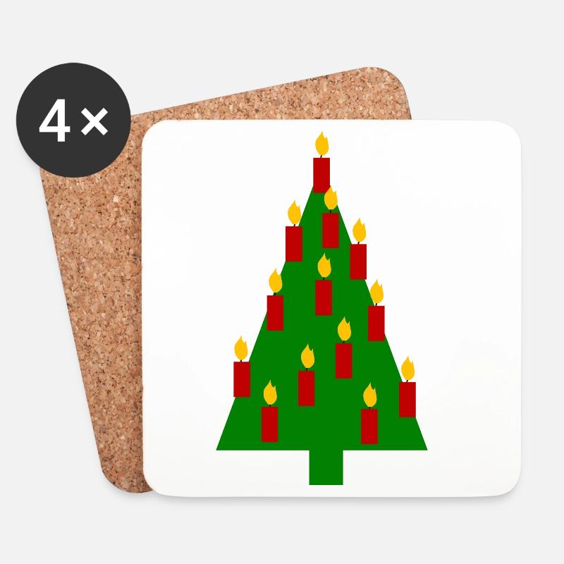 Tannenbaum Weihnachten - Untersetzer (4er-Set) - Weiß