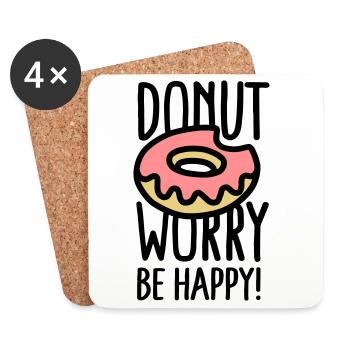 Donut worry, be happy! - Coasters (set of 4) - white - Front