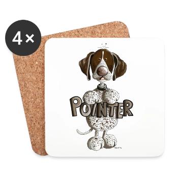 Happy German Shorthaired Pointer - Coasters (set of 4) - white - Front