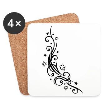 Tribal Tattoo ornament with stars. - Coasters (set of 4) - white - Front
