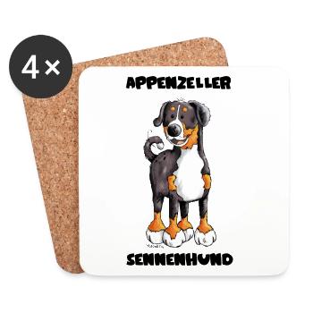 Mignon Appenzeller Sennenhund - Dessous de verre (lot de 4) - blanc - Devant