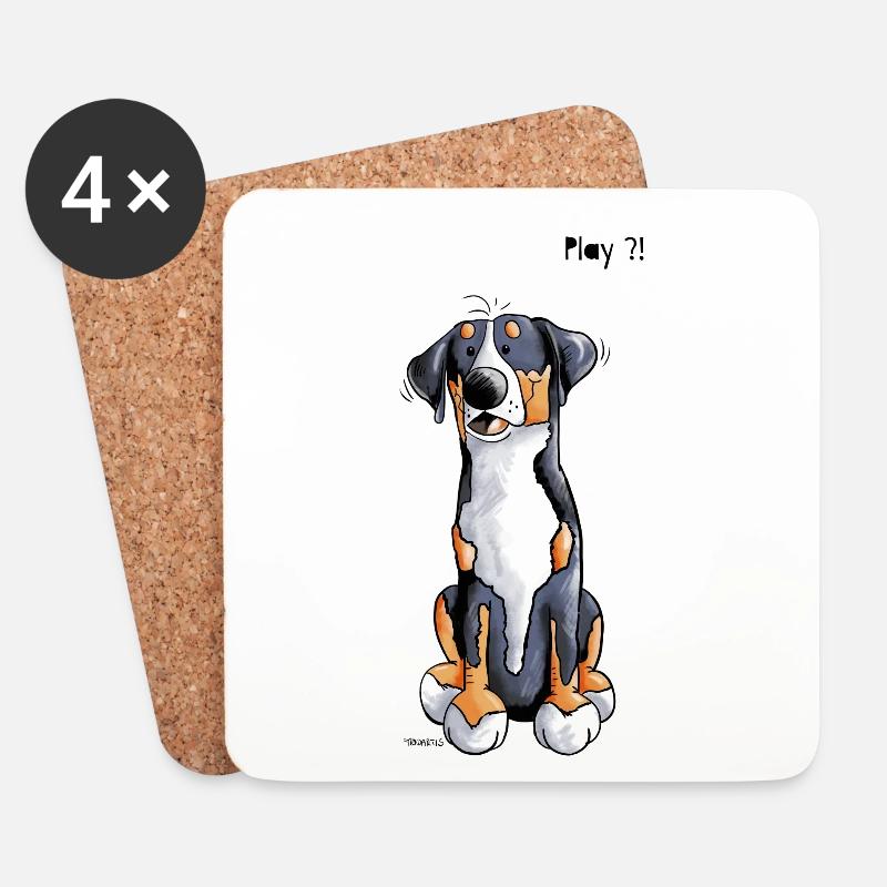 Schweizer Sennenhund Play - Untersetzer (4er-Set) - Weiß
