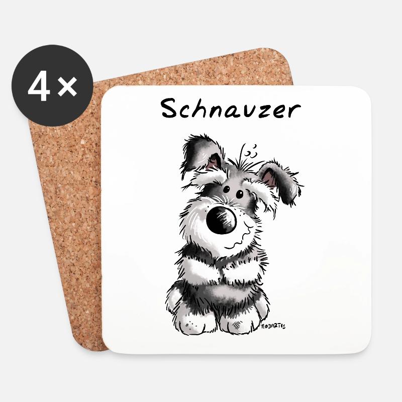 Fröhlicher Schnauzer - Untersetzer (4er-Set) - Weiß