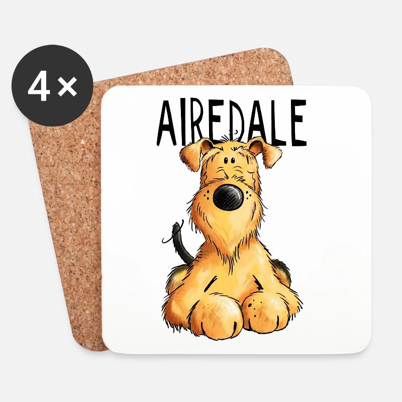 Witziger Airedale Terrier - Hund - Geschenk - Untersetzer (4er-Set) - Weiß