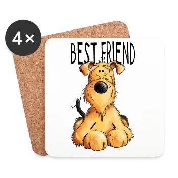 Airedale Terrier mein bester Freund - Geschenk - Untersetzer (4er-Set) - Weiß - Vorne